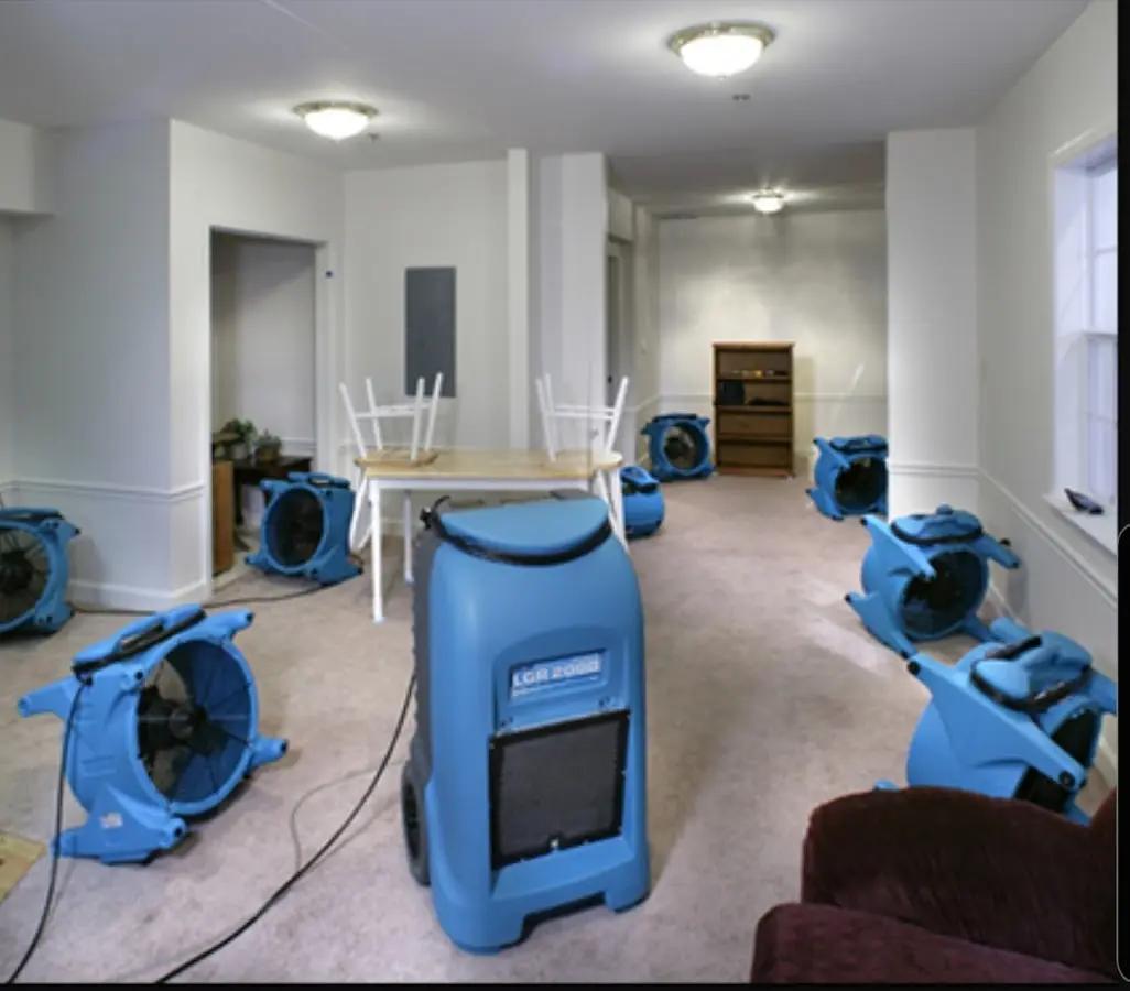 Air movers and dehumidifier setup for Water Extraction & Removal in Kenilworth
