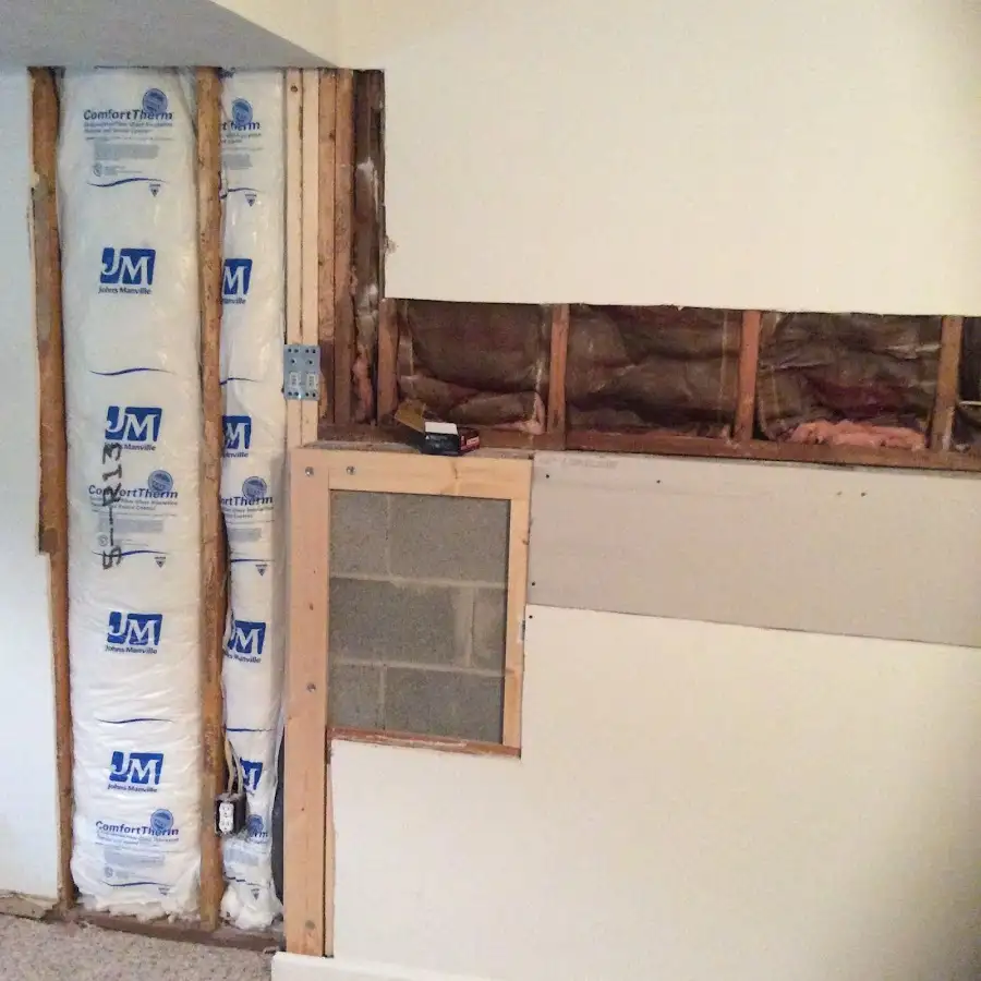 Wall insulation replacement during Basement Flood Cleanup in Kenilworth